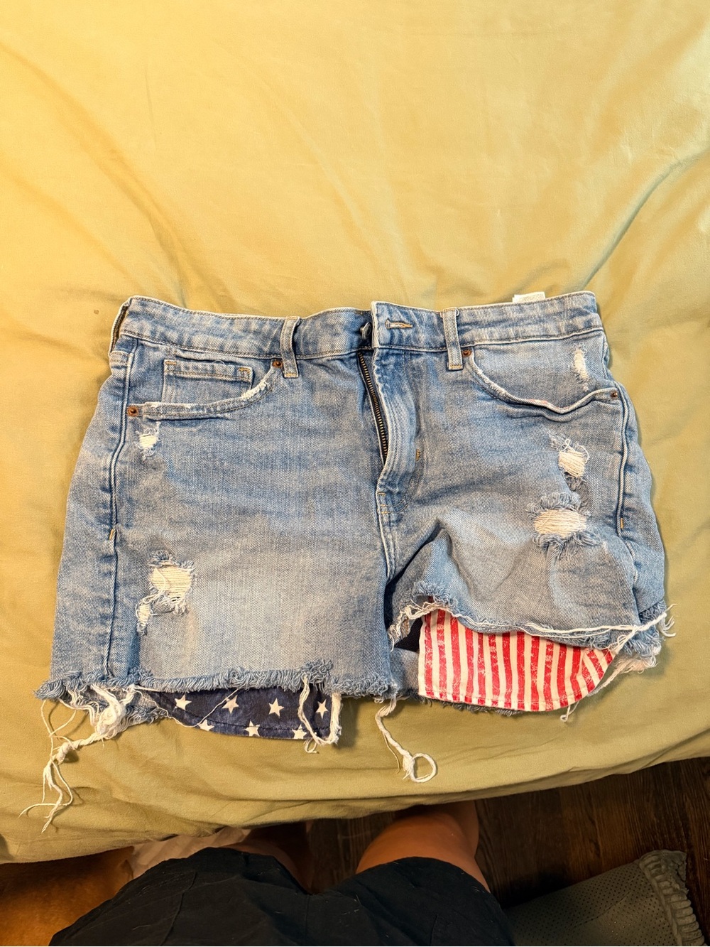 Old Navy Light Blue Distressed Denim Shorts with Flag Lining